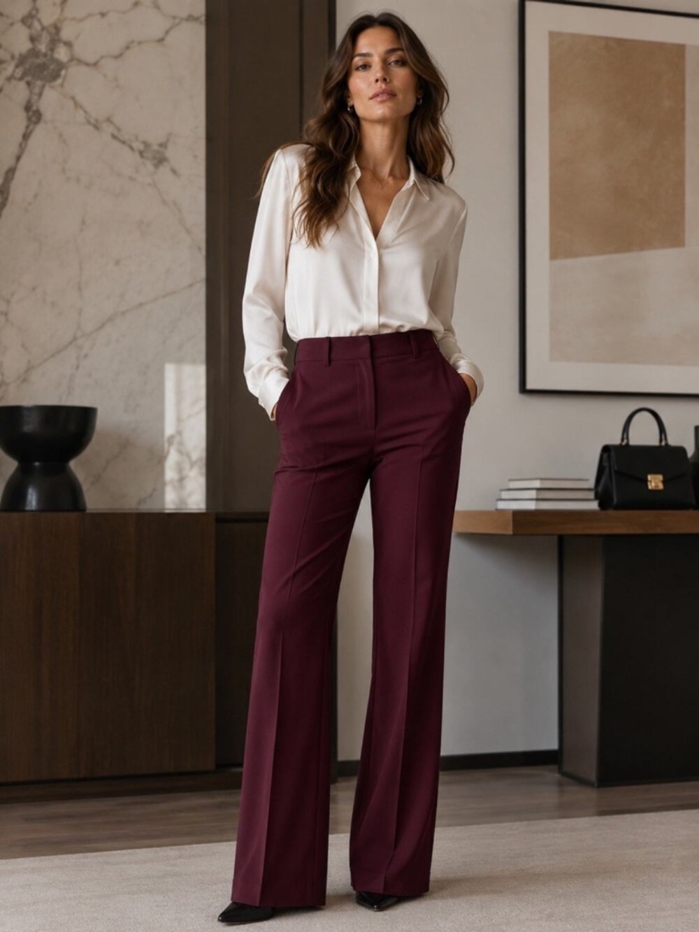 Theory wool blend waisted demitria pants